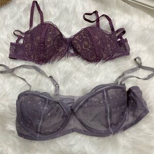 Set of two Victoria's Secret Purple Mesh and Lace Bras